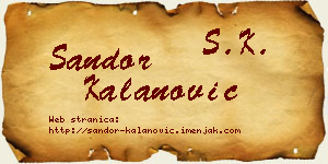 Šandor Kalanović vizit kartica